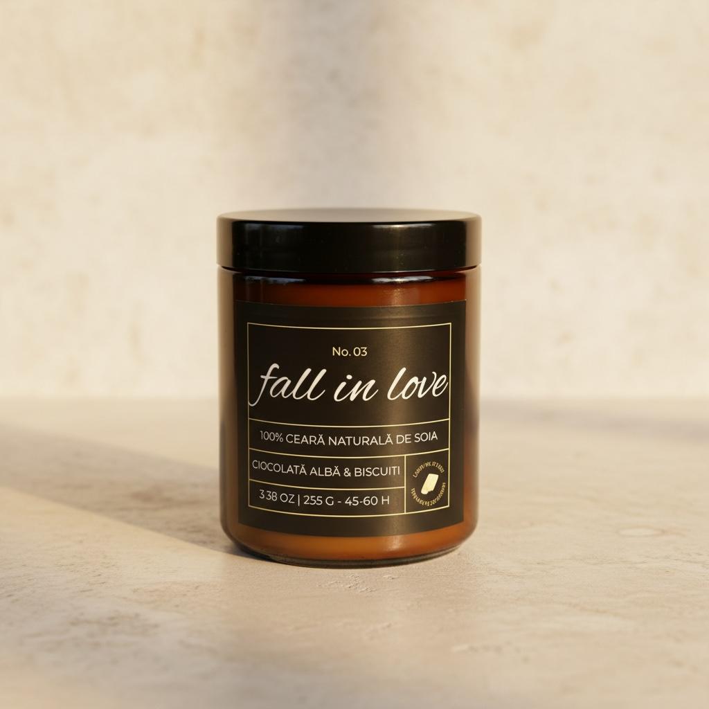 Fall in Love No. 03 – Lumânare parfumată cu ciocolată albă & biscuiți